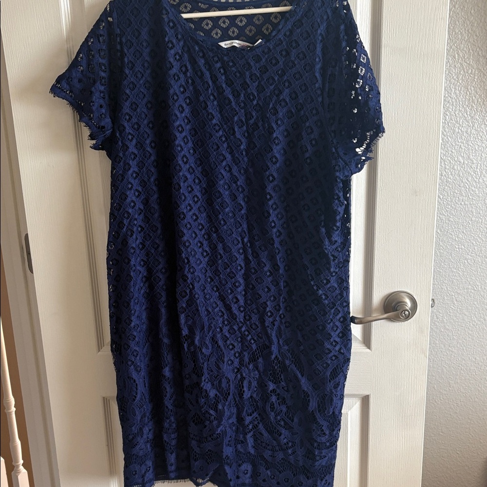Isaac Mizrahi Navy Lace Midi Dress
